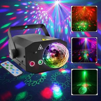 Светомузыкальный лазерный проектор 16 в 1 Cветомузыка для вечеринок