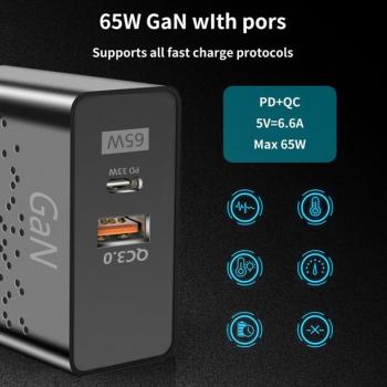 Зарядное устройство 65 Вт Quich Charge 3.0 + USB Type-C PD