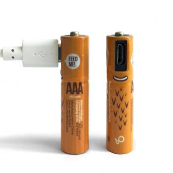 Аккумуляторные батарейки AAA с зарядкой от USB, 2шт