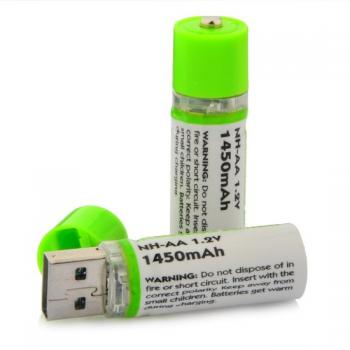 Аккумуляторные батарейки AA, заряжающиеся через USB, 2 шт