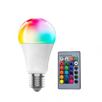 Светодиодная RGB лампа с пультом управления, LED лампочка E27