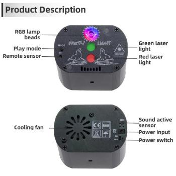 Светодиодно-лазерный цветомузыкальный диско проектор 60 шаблонов