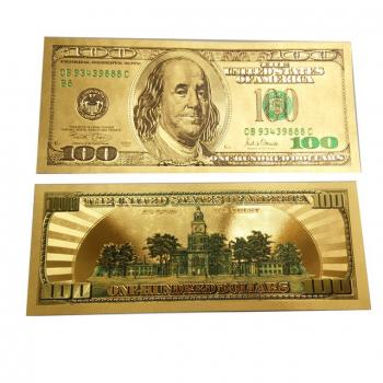 Золотая купюра 100 Долларов США 24К Золотая банкнота