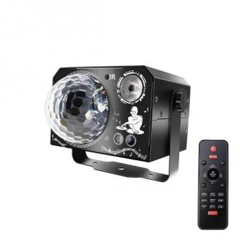 Светомузыкальный проектор с лазером, диско-шаром и RGB, УФ светом