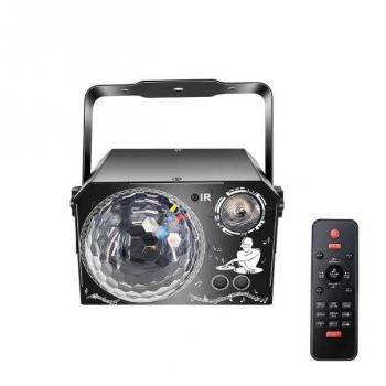 Светомузыкальный проектор с лазером, диско-шаром и RGB, УФ светом