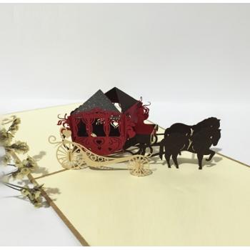 Объемная 3D открытка свадебная карета